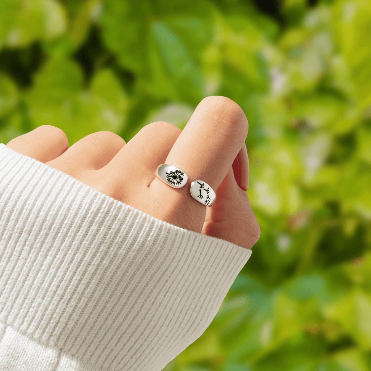 Lavisa - Dandelion Wish Ring Sterling Silver Floral Jewelry