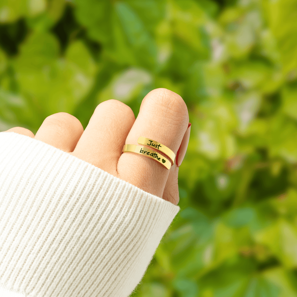 Lavisa - Gold Just Breathe Ring for Mindfulness