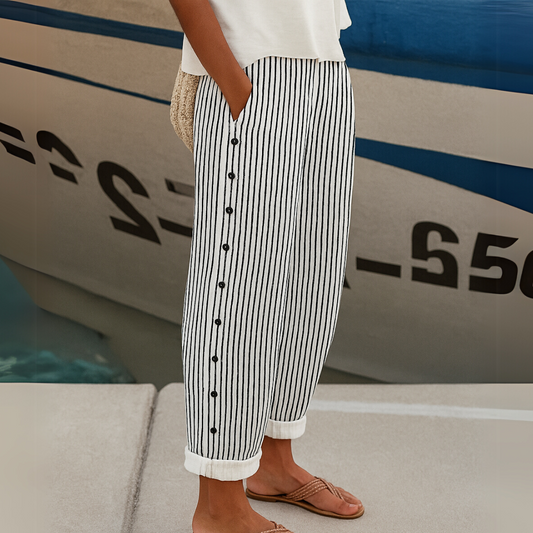 Lavisa - Women's High-Waisted Striped Trousers