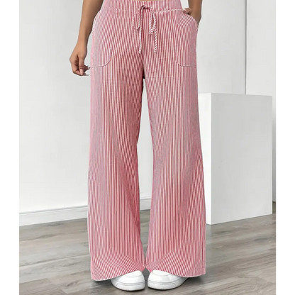 Lavisa - Women's Relaxed Fit Striped Pants with Pockets