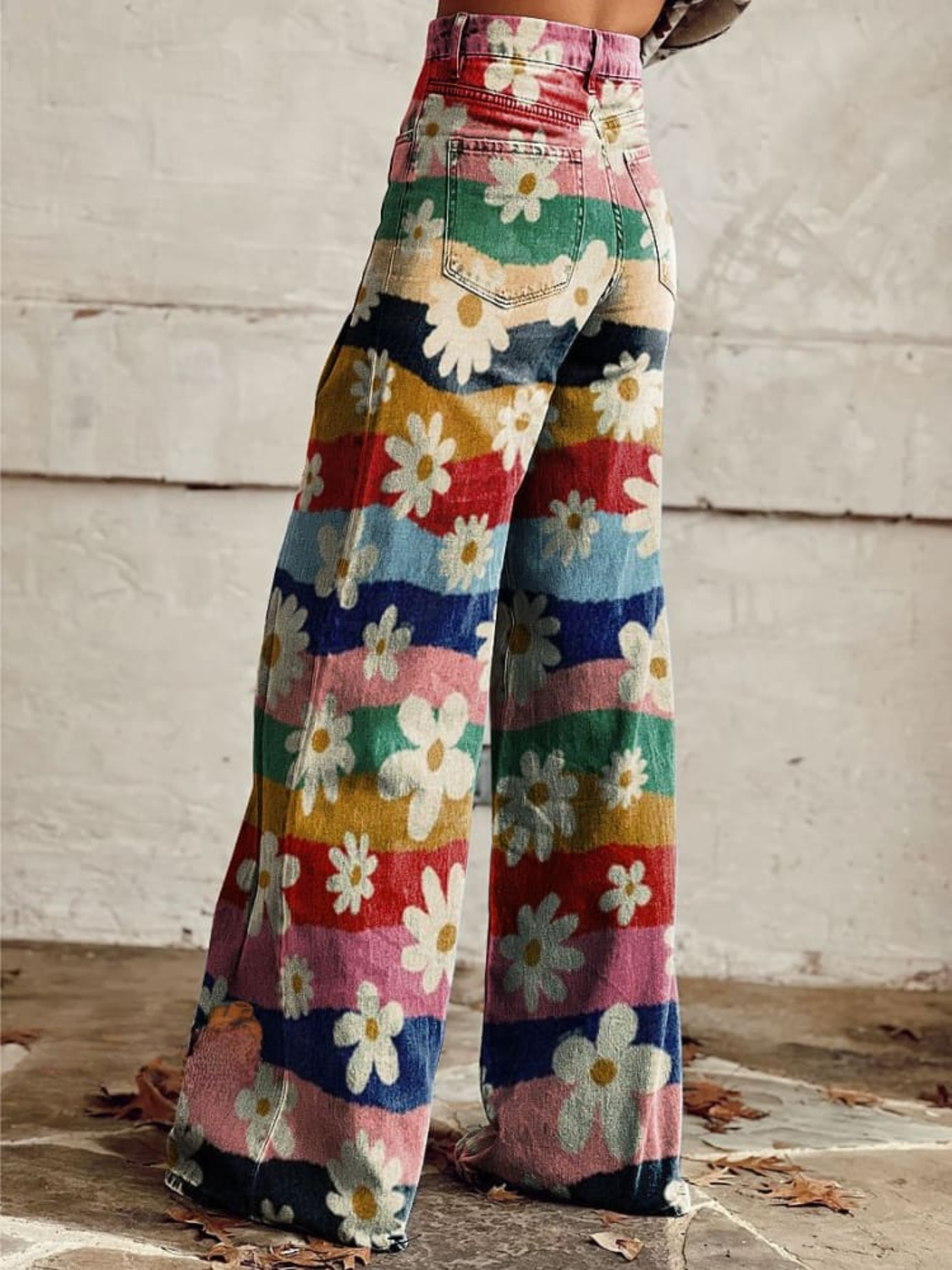 Lavisa - Women's Retro Floral Wide-Leg Pants