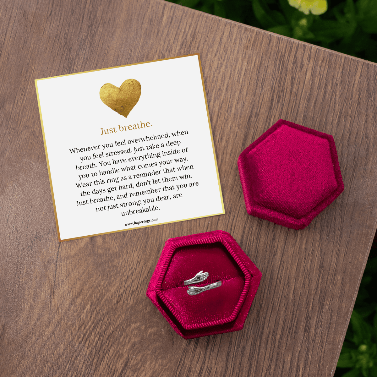 Lavisa - Anxiety Relief Just Breathe Ring - Adjustable Calm Jewelry