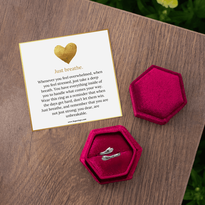 Lavisa - Anxiety Relief Just Breathe Ring - Adjustable Calm Jewelry