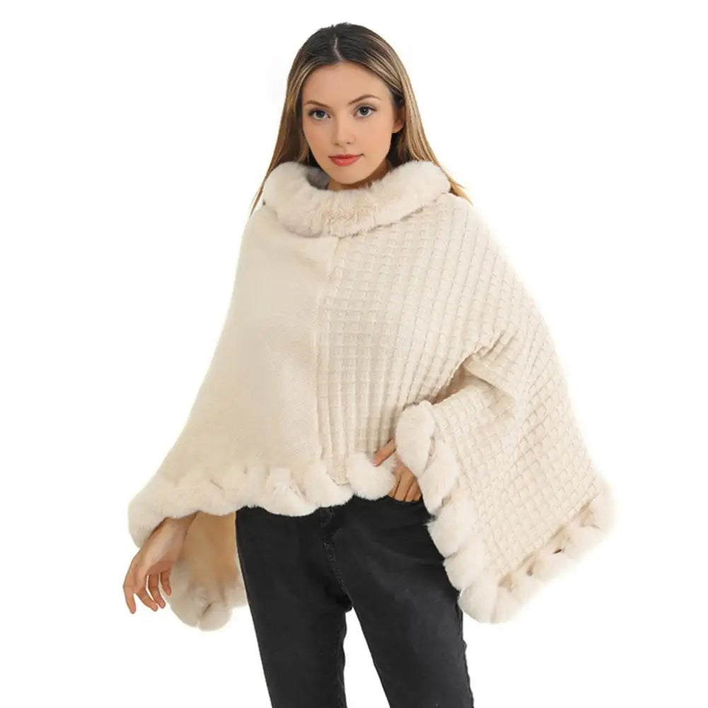 Lavisa - Elegant Faux Fur Shawl Cloak
