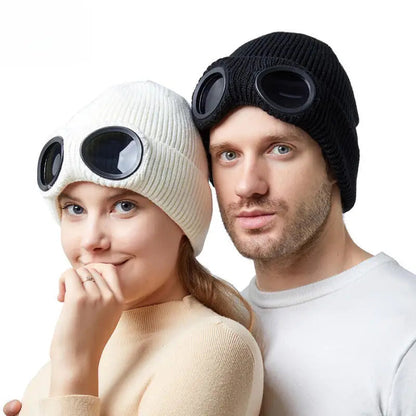 Lavisa - Unisex Goggles Winter Hat Fleece-Lined Beanie