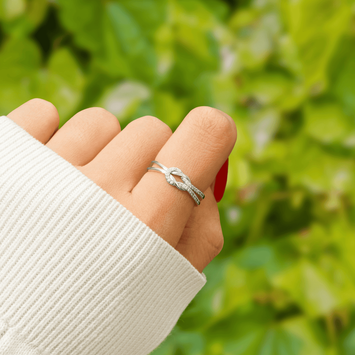 Lavisa - Love Knot Ring Adjustable Silver Band