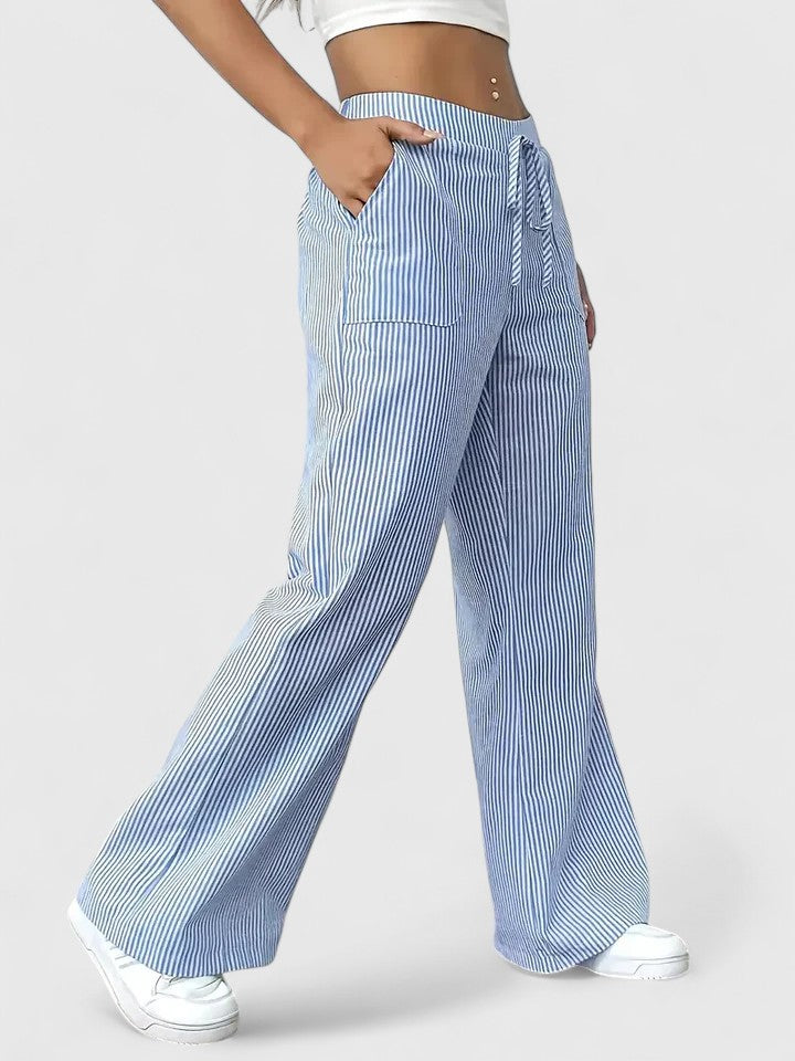 Lavisa - Relaxed Wide Leg Drawstring Pants with Pockets