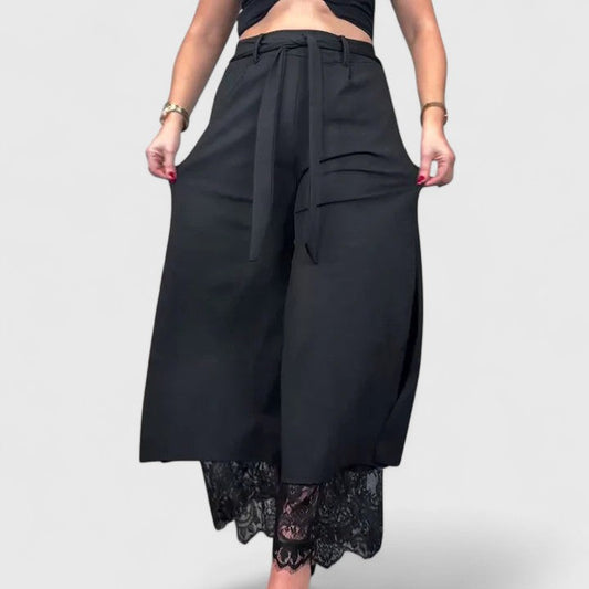 Lavisa - Sophisticated Wide Leg Lace Accent Pants