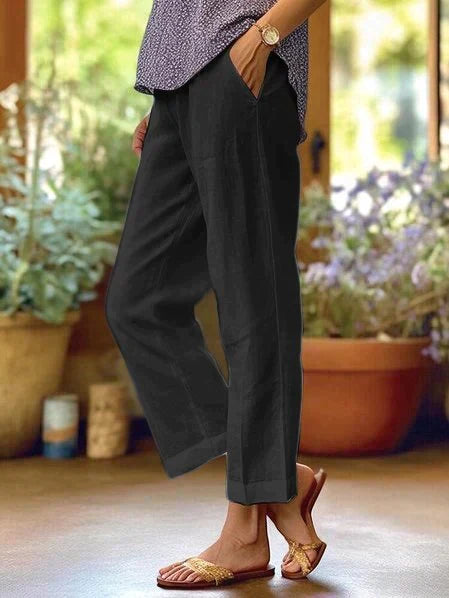Lavisa - Womens Relaxed Straight Leg Casual Pants with Pockets