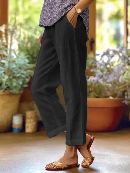Lavisa - Womens Relaxed Straight Leg Casual Pants with Pockets