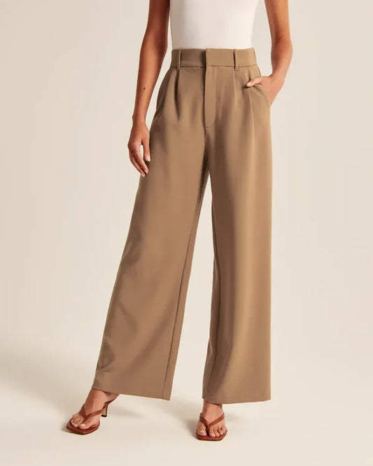 Lavisa - Women's Pleated Wide Leg Trousers High Waist Flowy Dress Pants