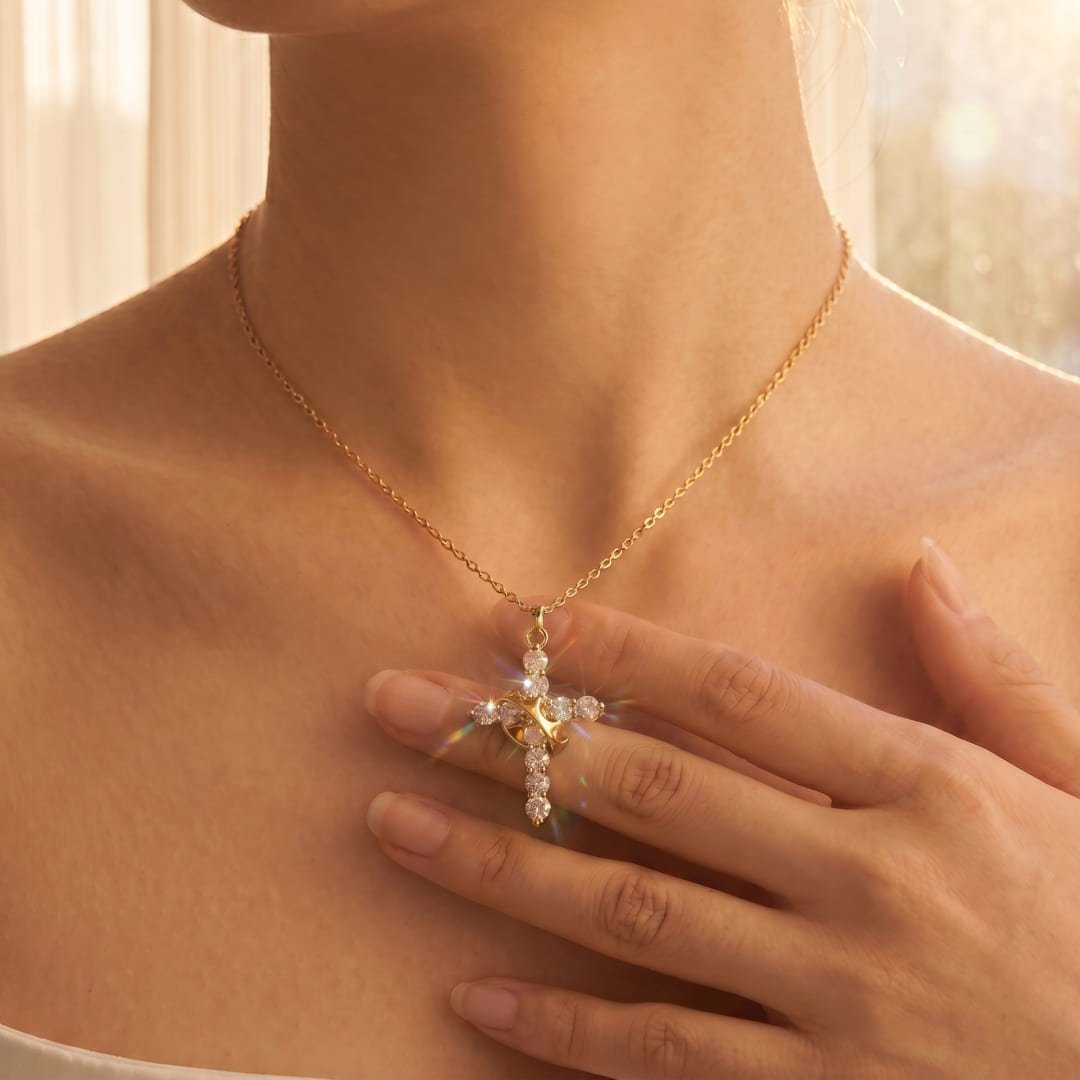 Lavisa - Crown Cross Pendant Necklace