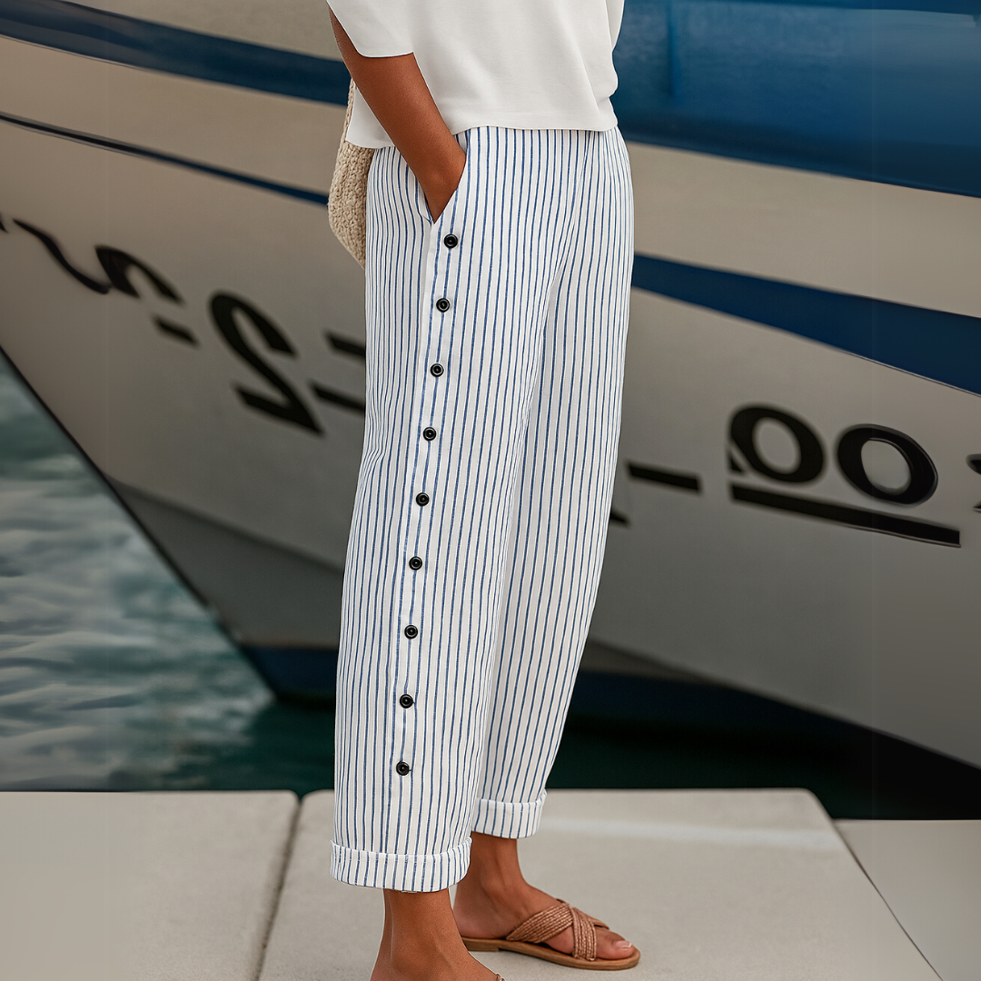 Lavisa - Women's High-Waisted Striped Trousers