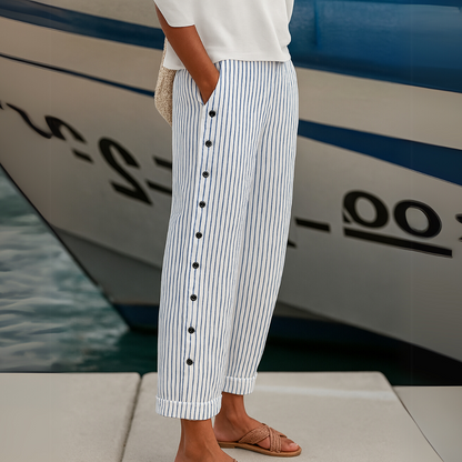 Lavisa - Women's High-Waisted Striped Trousers