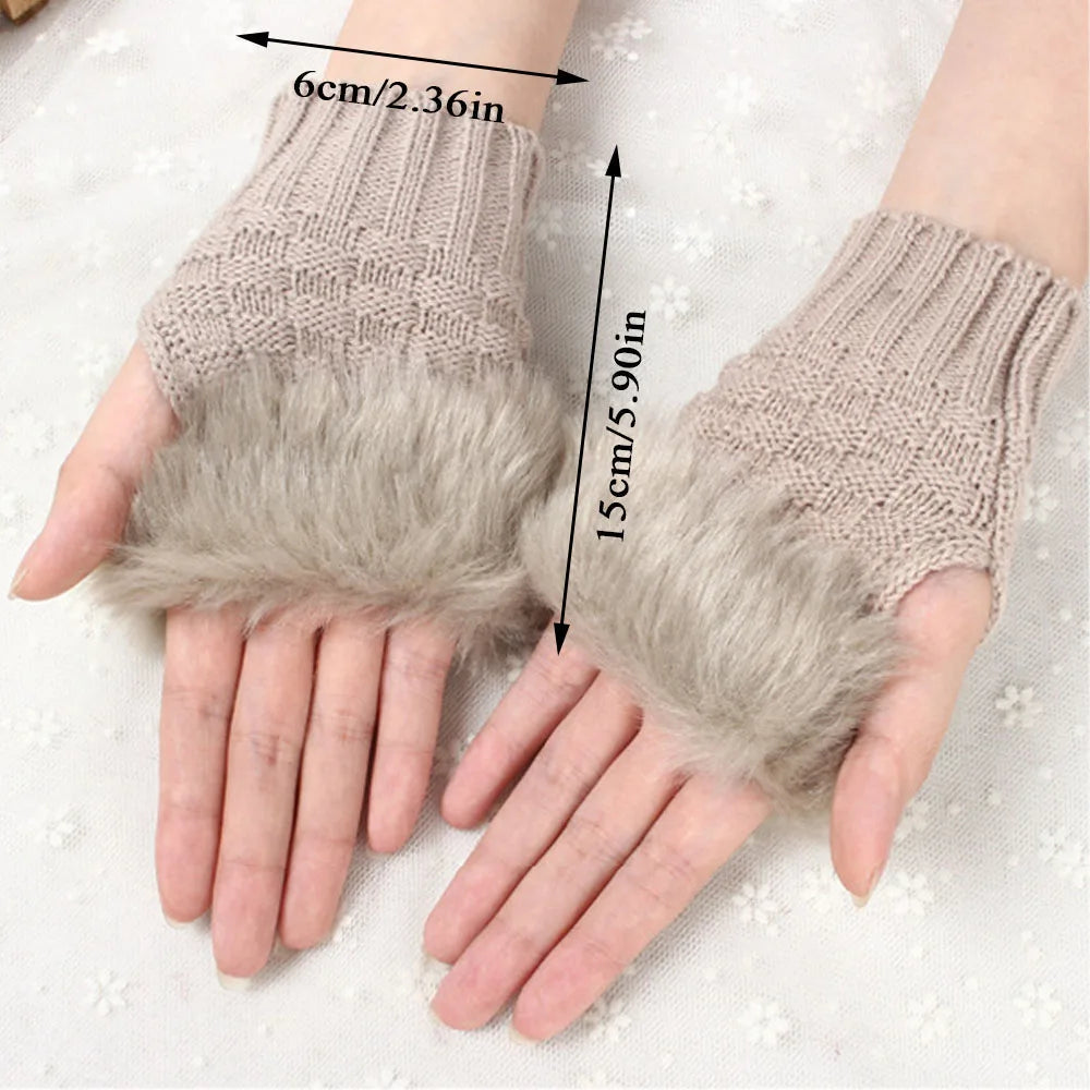 Lavisa - Faux Fur Fingerless Winter Gloves