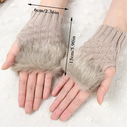 Lavisa - Faux Fur Fingerless Winter Gloves
