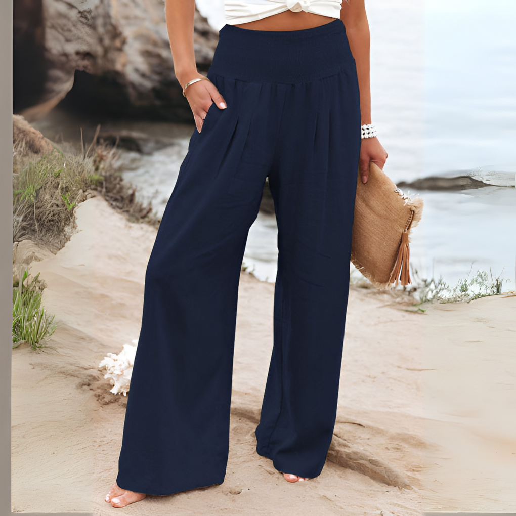 Lavisa - Women's High Waist Casual Wide Leg Pull-On Trousers
