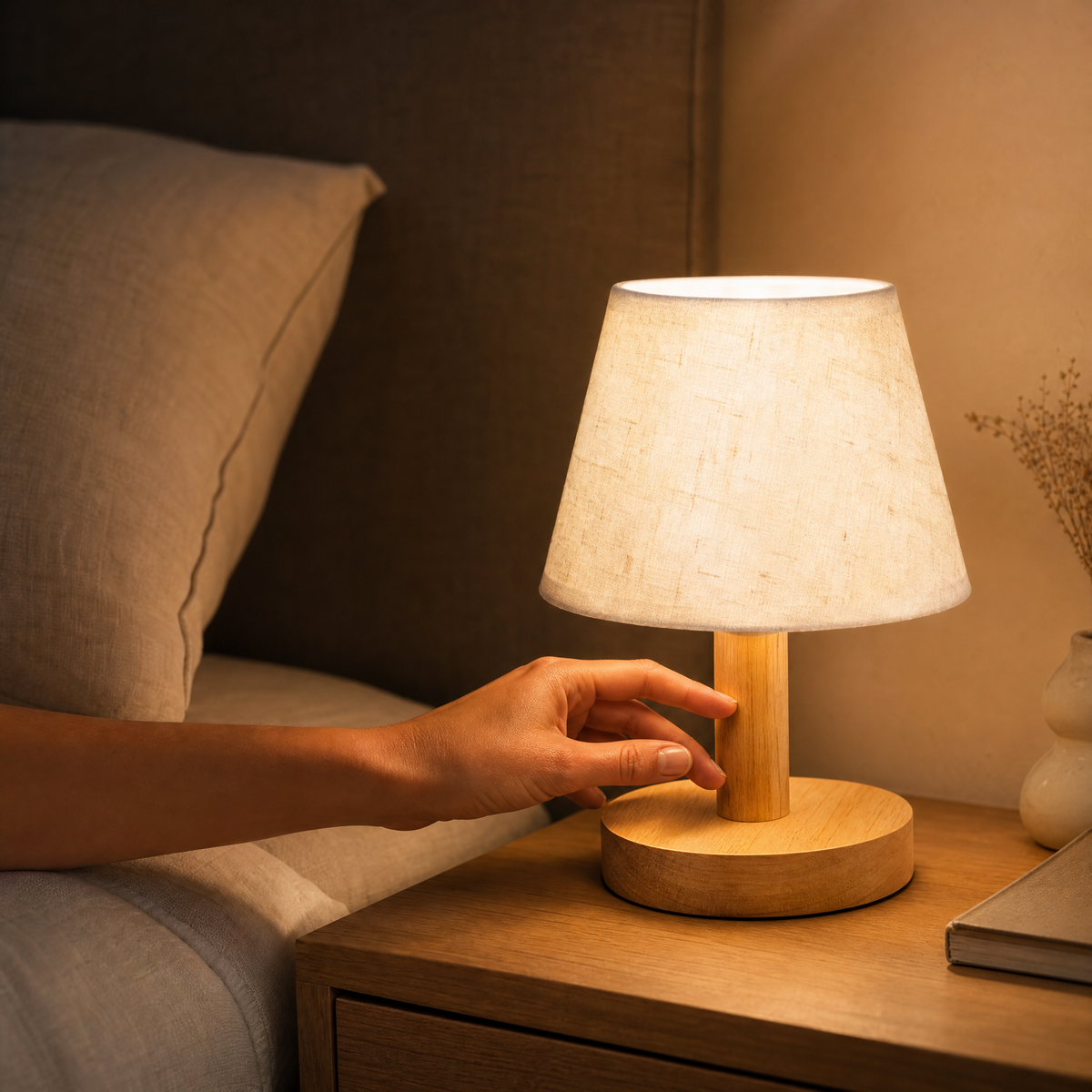 Lavisa - Solid Oak Bedside Table Lamp