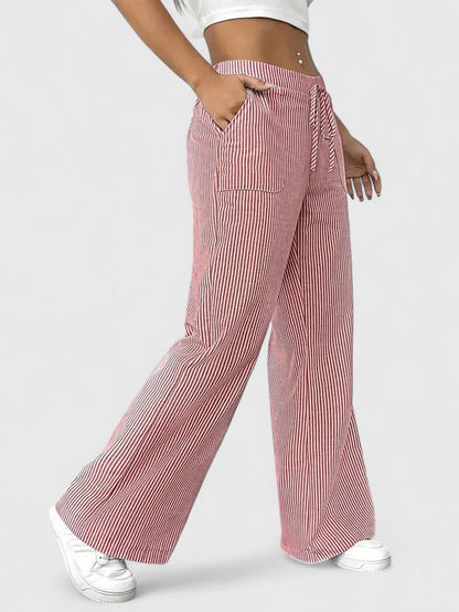 Lavisa - Relaxed Wide Leg Drawstring Pants with Pockets