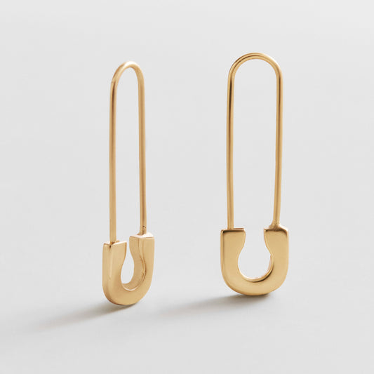 Lavisa safety pin threader earrings crafted in 18K gold plated silver