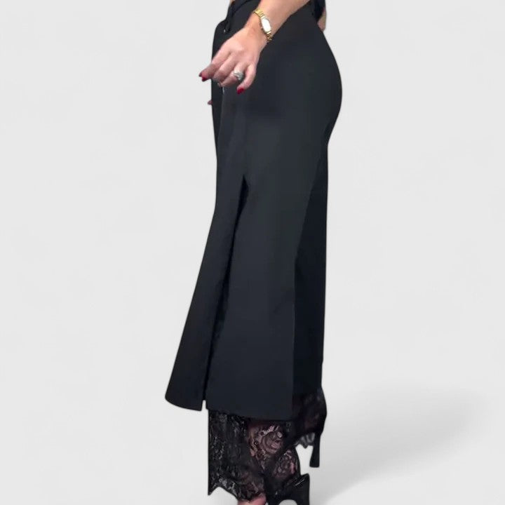 Lavisa - Sophisticated Wide Leg Lace Accent Pants