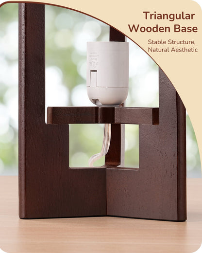 Lavisa - Solid Wood Table Lamp with Linen Shade for Bedroom and Living Room