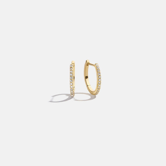 Lavisa gold pavé huggie hoop earrings with sparkling cubic zirconia stones
