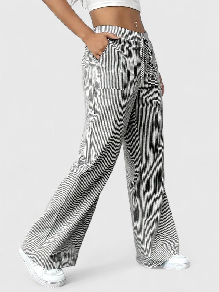 Lavisa - Relaxed Wide Leg Drawstring Pants with Pockets