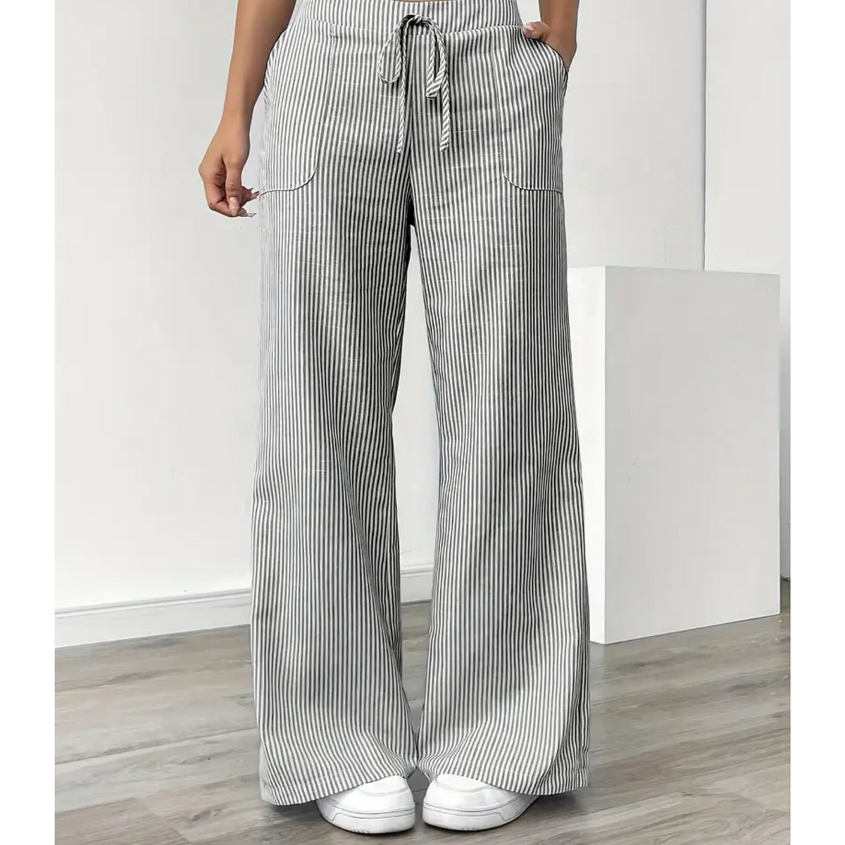 Lavisa - Women's Relaxed Fit Striped Pants with Pockets
