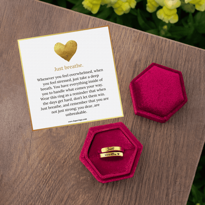 Lavisa - Gold Just Breathe Ring for Mindfulness