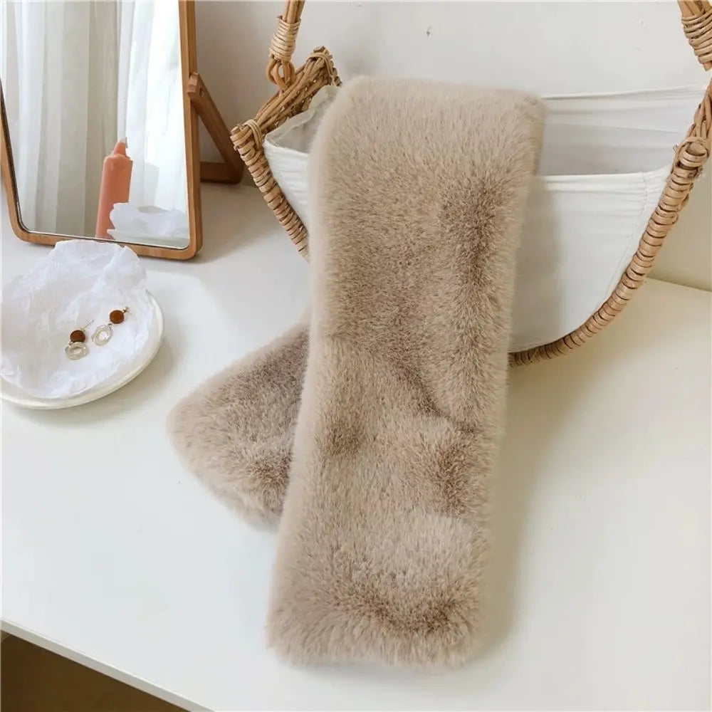 Lavisa - Faux Fur Cross Collar Neck Warmer Winter Scarf
