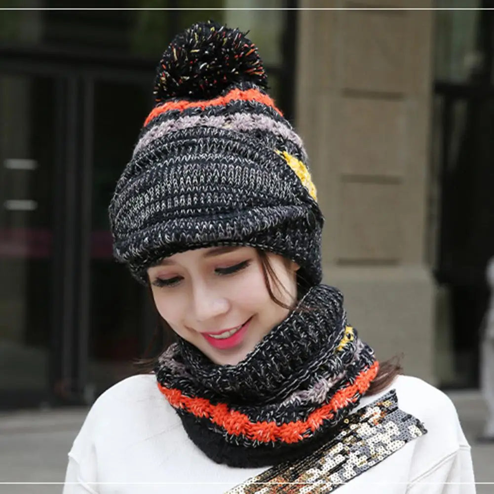 Lavisa - Cozy Knitted Hat Scarf Set with Velvet Lining