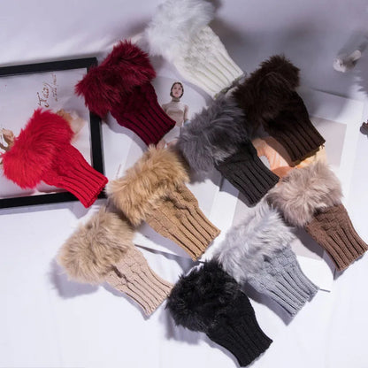 Lavisa - Faux Fur Fingerless Winter Gloves