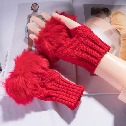 Lavisa - Faux Fur Fingerless Winter Gloves
