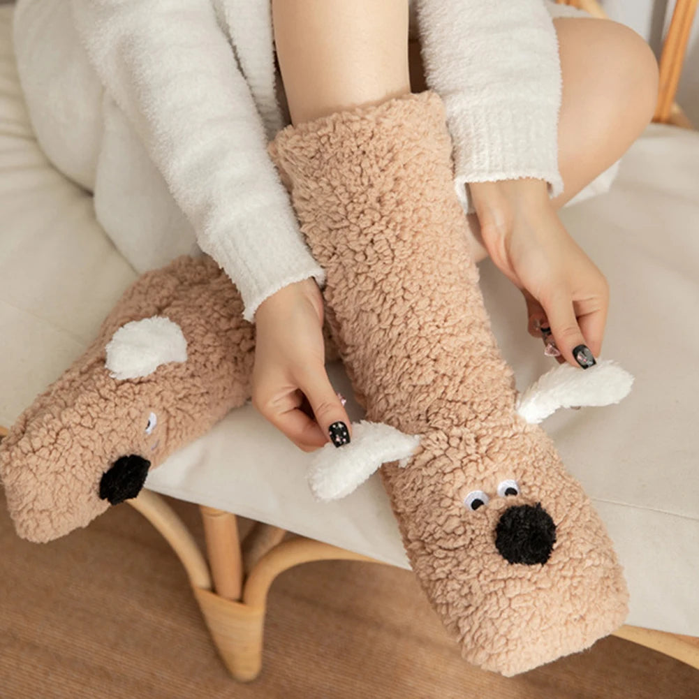 Lavisa - Cute Dog Fuzzy Socks Winter Leg Warmer