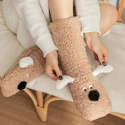 Lavisa - Cute Dog Fuzzy Socks Winter Leg Warmer
