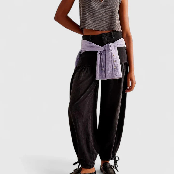 Lavisa - Womens Wide Leg Pleated Pocket Pants