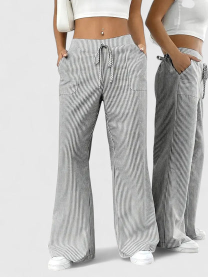 Lavisa - Relaxed Wide Leg Drawstring Pants with Pockets