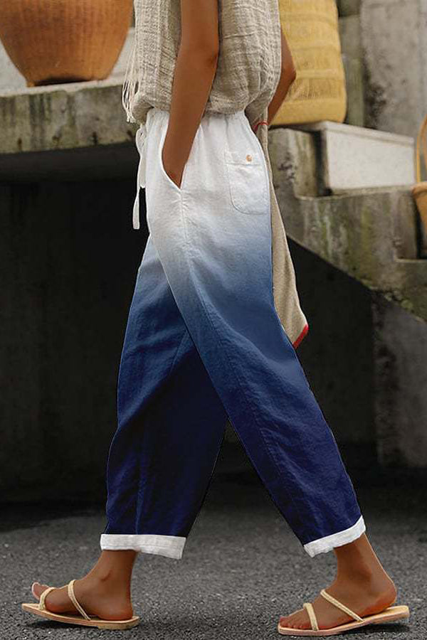 Lavisa - Womens Printed Wide Leg Cropped Pants with Pockets