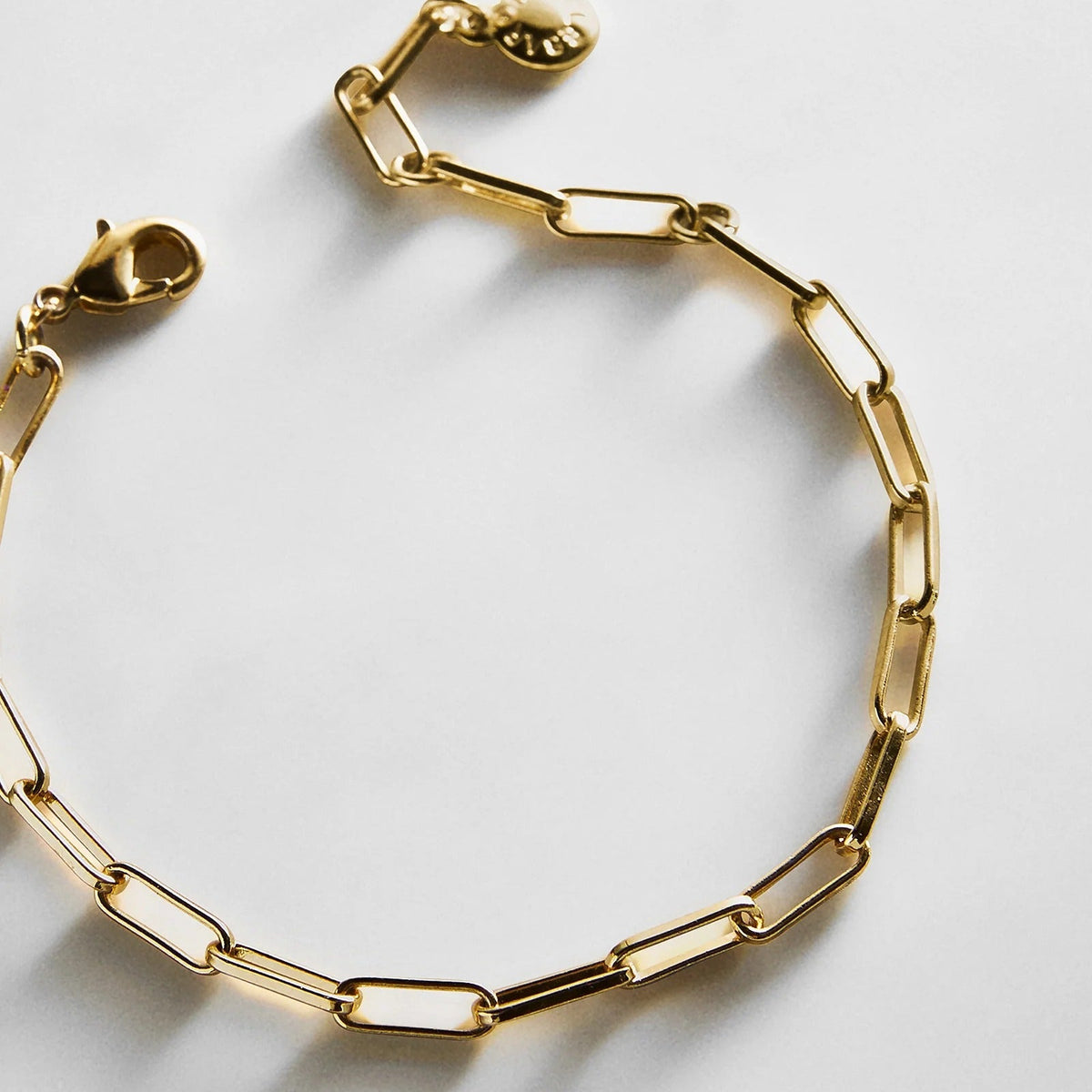 Lavisa - Gold Plated Link Chain Bracelet - On-Model & Scale View
