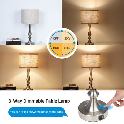 Lavisa - Touch-Control Modern Table Lamps Set of Two with USB Ports