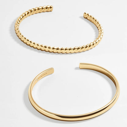 Lavisa - Classic Layered Cuff Bracelet Set - On-Model & Scale View