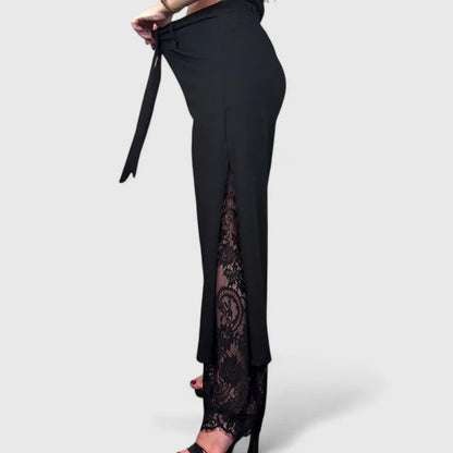 Lavisa - Sophisticated Wide Leg Lace Accent Pants