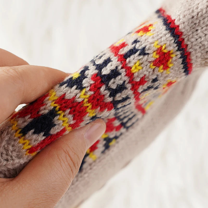 Lavisa - Snow Pattern Fleece Lined Non Slip Winter Socks