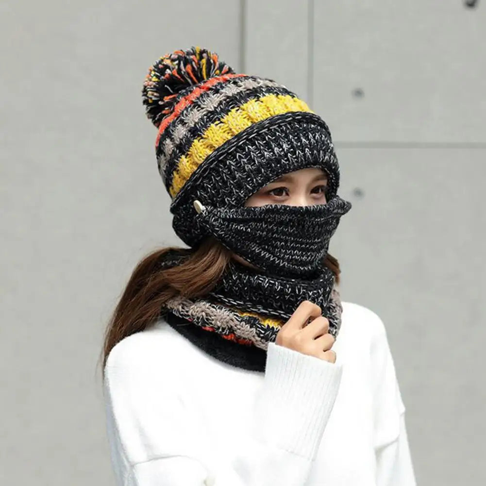 Lavisa - Cozy Knitted Hat Scarf Set with Velvet Lining