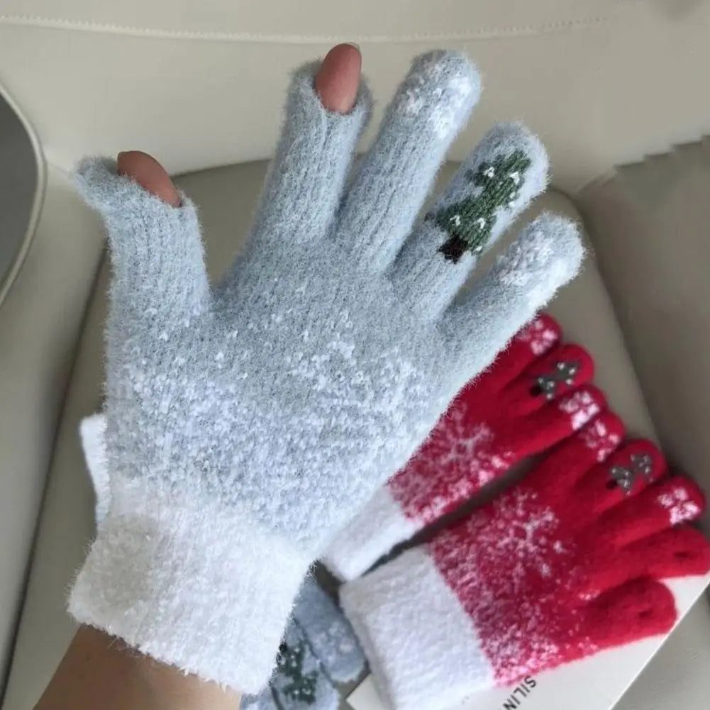 Lavisa - Festive Fleece Lined Convertible Fingerless Gloves