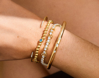 Lavisa - Custom Pavé Tennis Bracelet - On-Model & Scale View