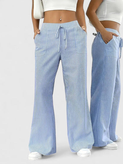 Lavisa - Relaxed Wide Leg Drawstring Pants with Pockets