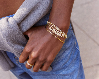 Lavisa - Custom Pavé Bubble Slider Bracelet - Detail & Styling View