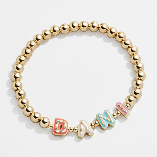 Lavisa personalized enamel letter custom bracelet with colorful accents